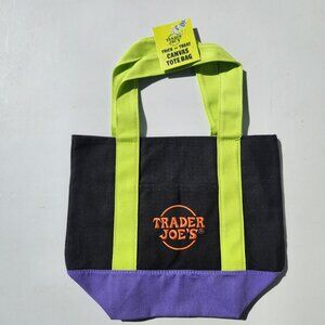 NEW Trader Joe's Black Mini Black Purple Canvas Bag Easter Trader Joes Halloween